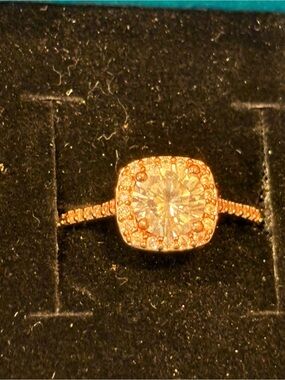 Cushion Halo Engagement Ring in Rose Gold with Round Center Stone